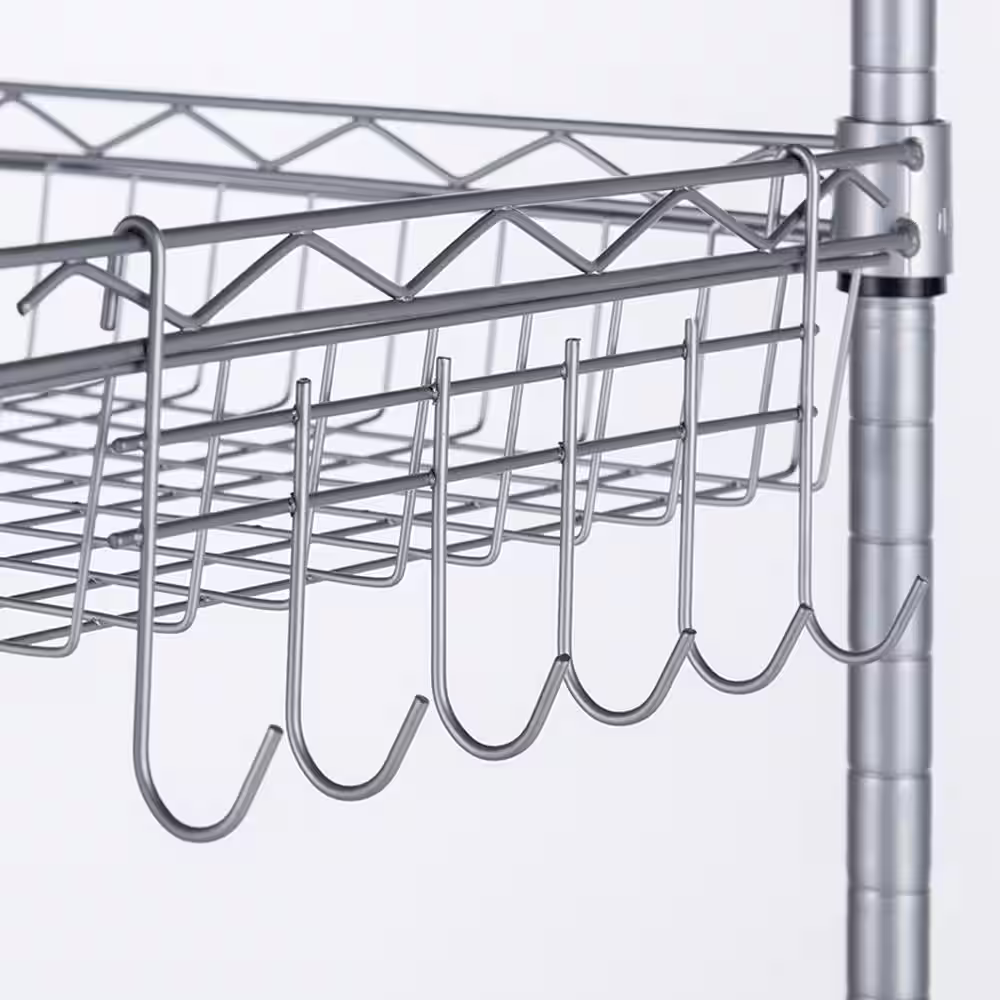 None Modern Silver Wire Shelf (13.39 in. W x 13.39 in. D)