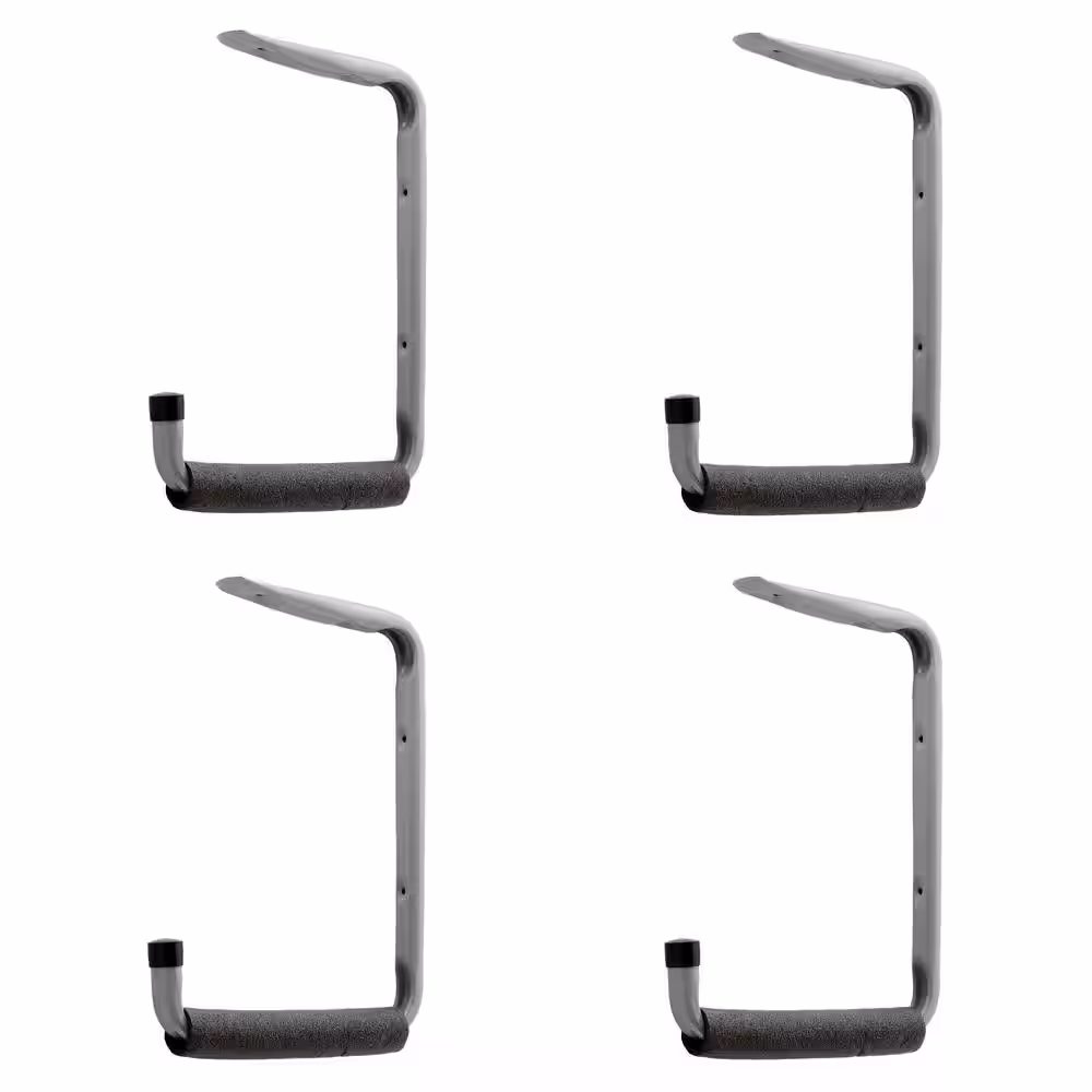 Everbilt 50 lbs. 2-in-1 Heavy-Duty Wall-Mounted Padded Steel Shelf Hanger and Tool Holder (4-Pack)