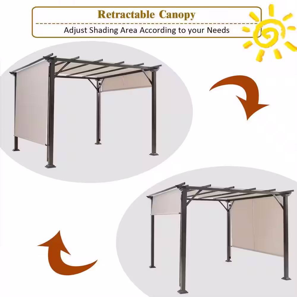 None 10 ft. x 10 ft. Metal Frame Patio Gazebos in Beige