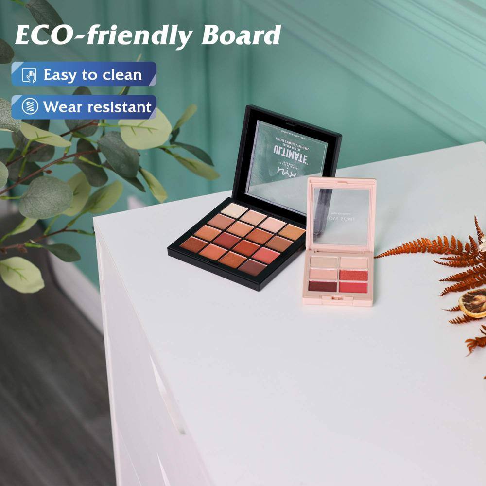 None Mobile 18.9 in. W x 34.5 in. H x 15.7 in. D Wood Freestanding Cabinet in White with Drawers