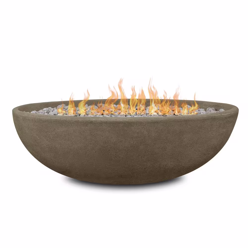 Real Flame Riverside 48 in. x 15 in. Oval MGO Propane Fire Pit in Glacier Gray
