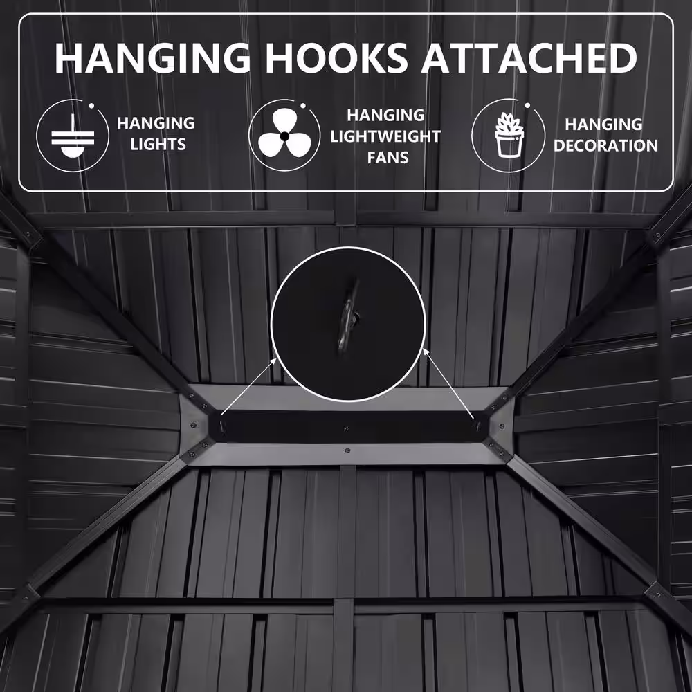 VEIKOUS 16 ft. x 12 ft. Aluminum Double Hardtop Gazebo with Grey Curtains and Netting