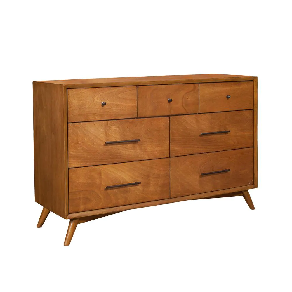 None Flynn Mid Century Modern 7-Drawer Dresser, Acorn