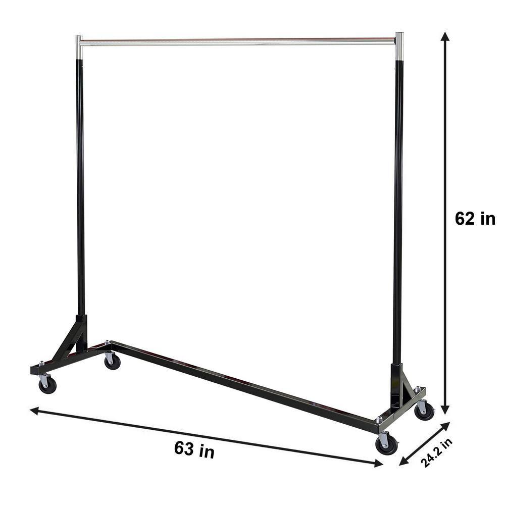 None Black Metal Garment Clothes Rack 63 in. W x 62 in. H