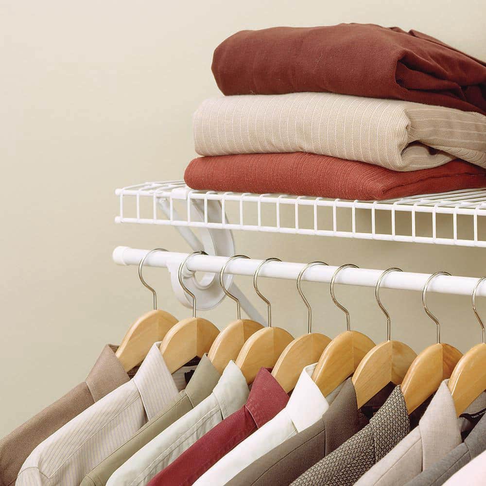 ClosetMaid SuperSlide 48 in. W x 12 in. D White Steel Wire Closet Shelf with Closet Rod