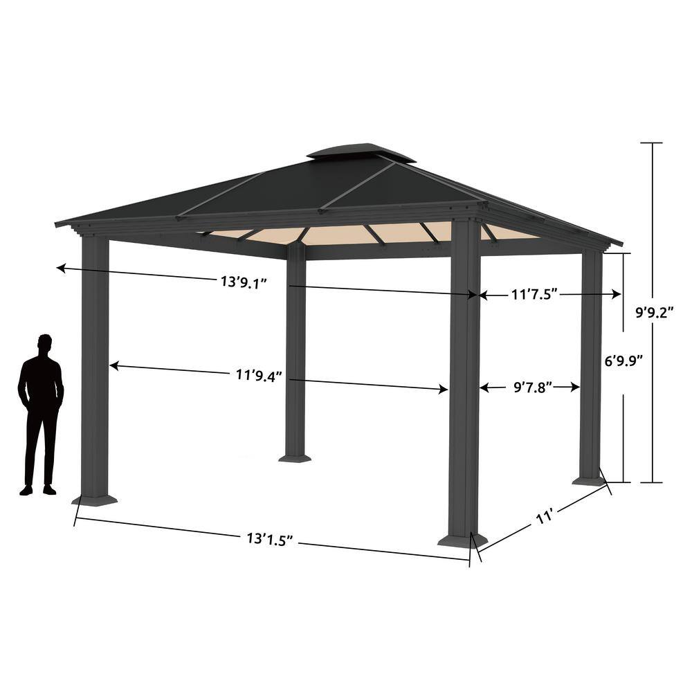 Paragon Outdoor Santa Monica 12 ft. x 14 ft. Black Hard Top Gazebo