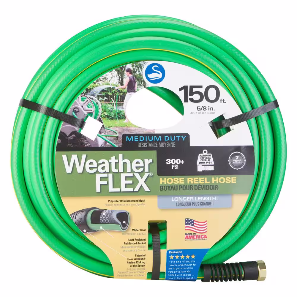 None WeatherFLEX 5/8 in. x 150 ft. Medium-Duty Hose Reel Hose