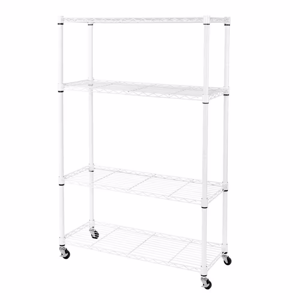 Seville Classics White 4-Tier Heavy Duty Steel Wire Garage Storage Shelving Unit (36 in. W x 56.5 in. H x 14 in. D)