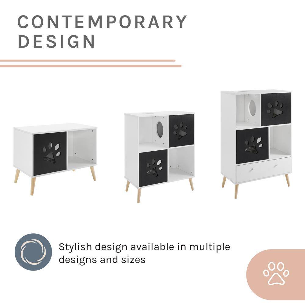 Sam's Pets Convertible Black and White Cat Tree End-Table Shelf