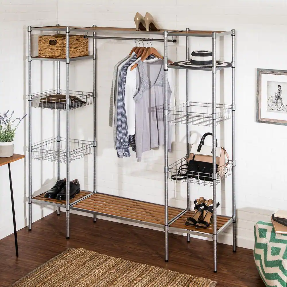 Honey-Can-Do Chrome Steel Clothes Rack 67.52 in. W x 68.11 in. H