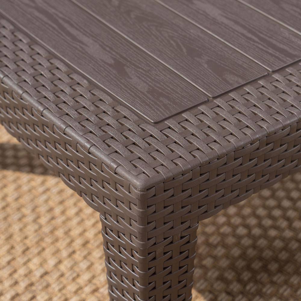 Noble House 4-Piece Faux Wicker Patio Conversation Set with Mixed Beige Cushions