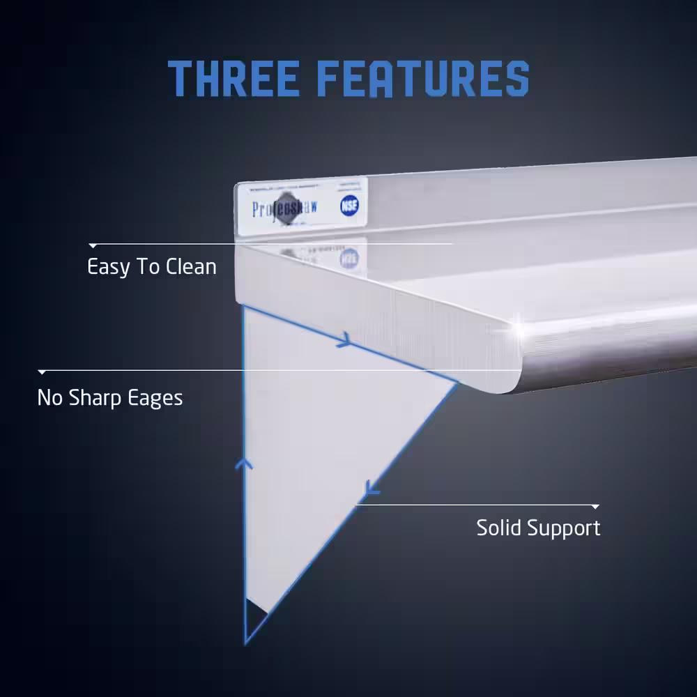 None 12 in. x 24 in. x 13.1 in. Stainless Steel Wall-Mount Garage Wall Shelf with Brackets