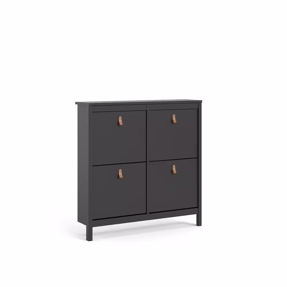 Tvilum 41 in. H x 40 in. W Black Wood Shoe Storage Cabinet