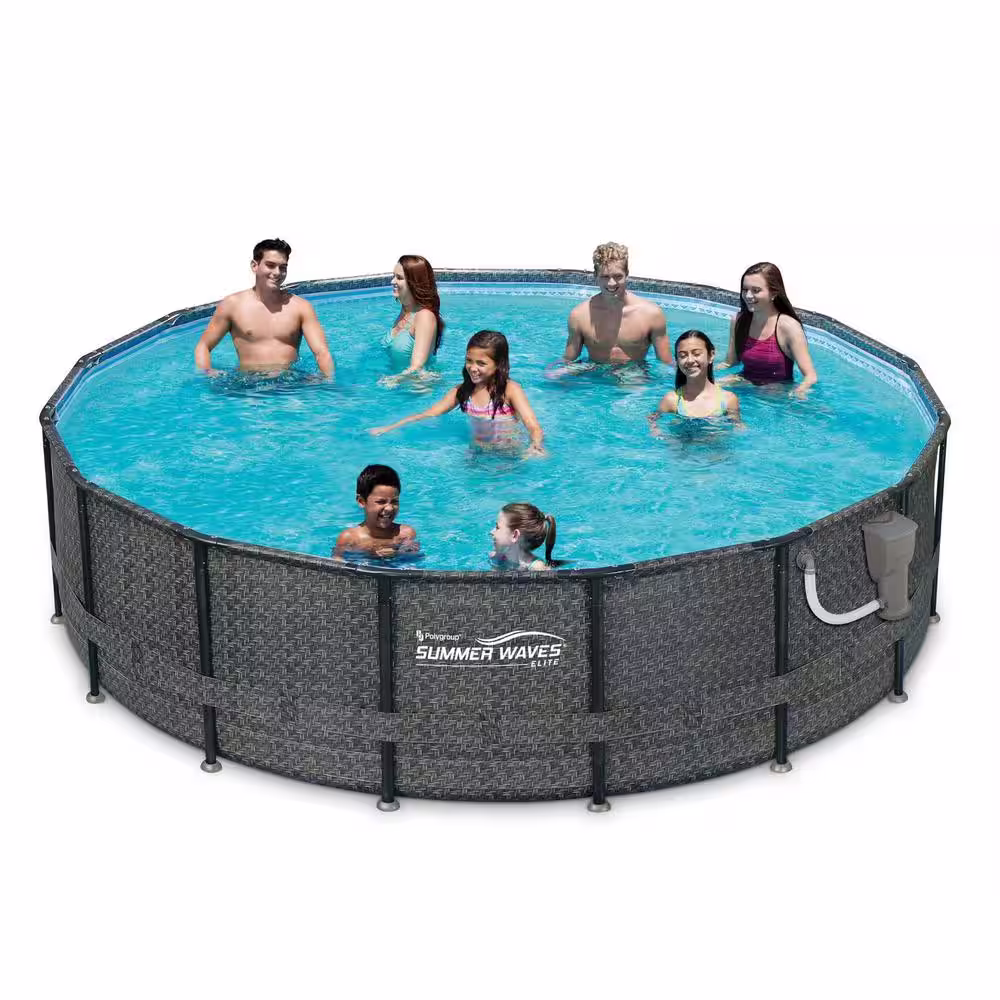Summer Waves 48 in. Oval 192 in. D Above Ground Swimming Pool Set with Pump