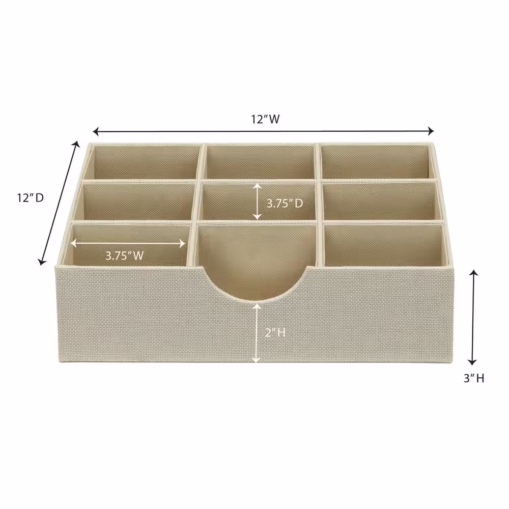HOUSEHOLD ESSENTIALS 9 Section Hard-Sided Trays, 2-Piece Set, Cream Linen