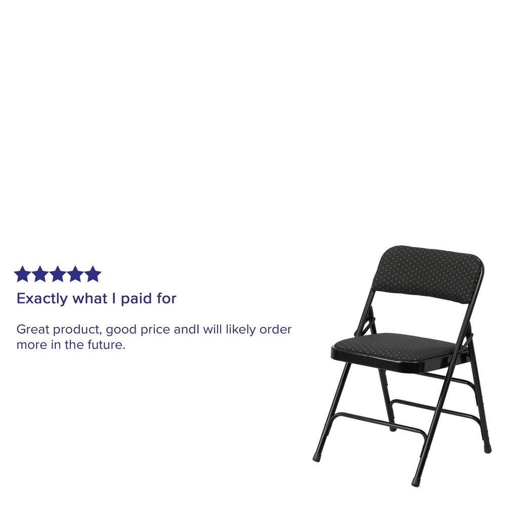 Flash Furniture Hercules Series Curved Triple Braced & Double Hinged Black Patterned Fabric Upholstered Metal Folding Chair