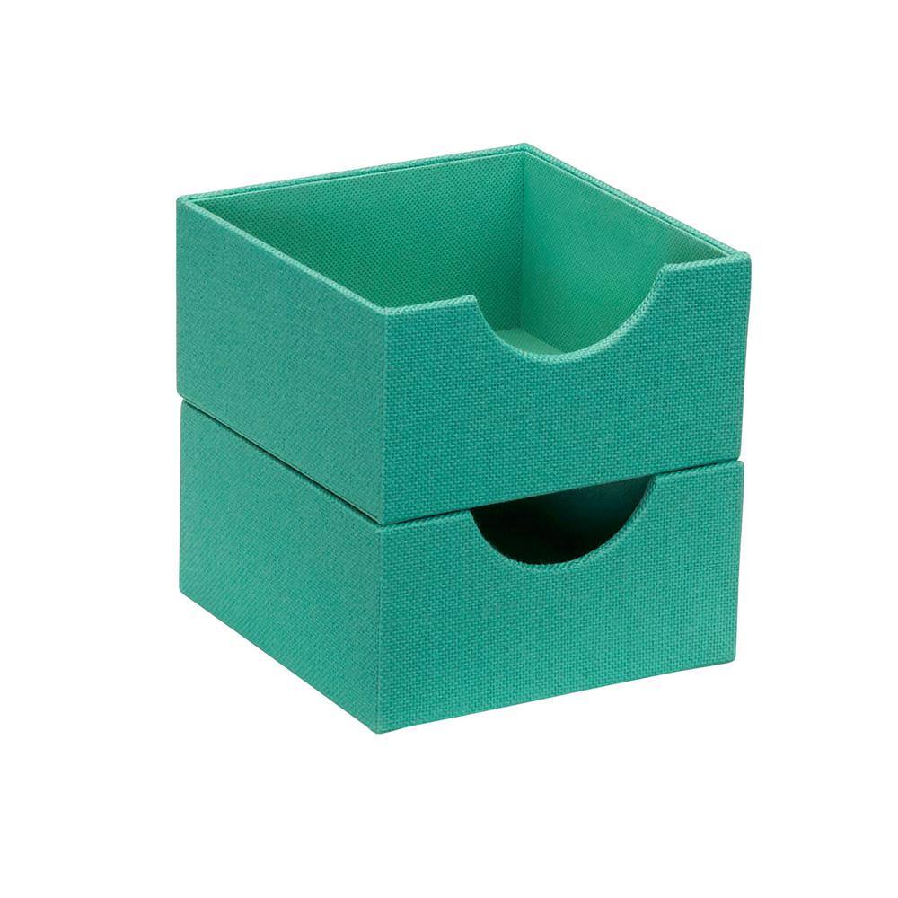 HOUSEHOLD ESSENTIALS Seafoam Linen 6 in. Square Hard-Sided Trays (2-Piece)