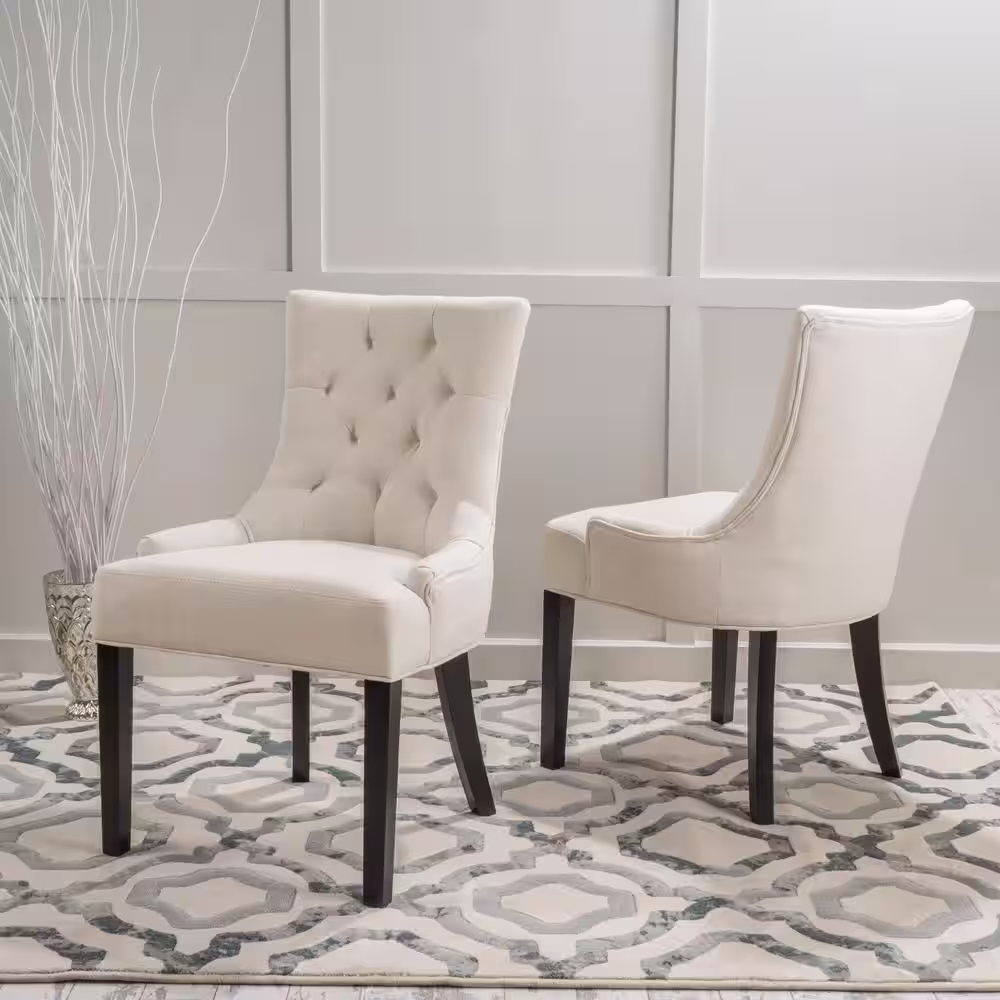 Noble House Hayden Beige Upholstered Dining Chairs (Set of 2)