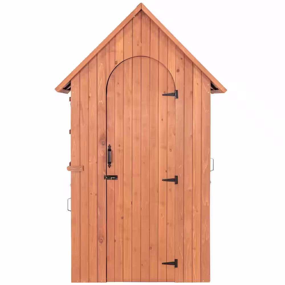 Leisure Season 45 in. W x 28 in. D x 83 in. H Medium Brown Cypress Multi-Compartment Shed with Drop Table