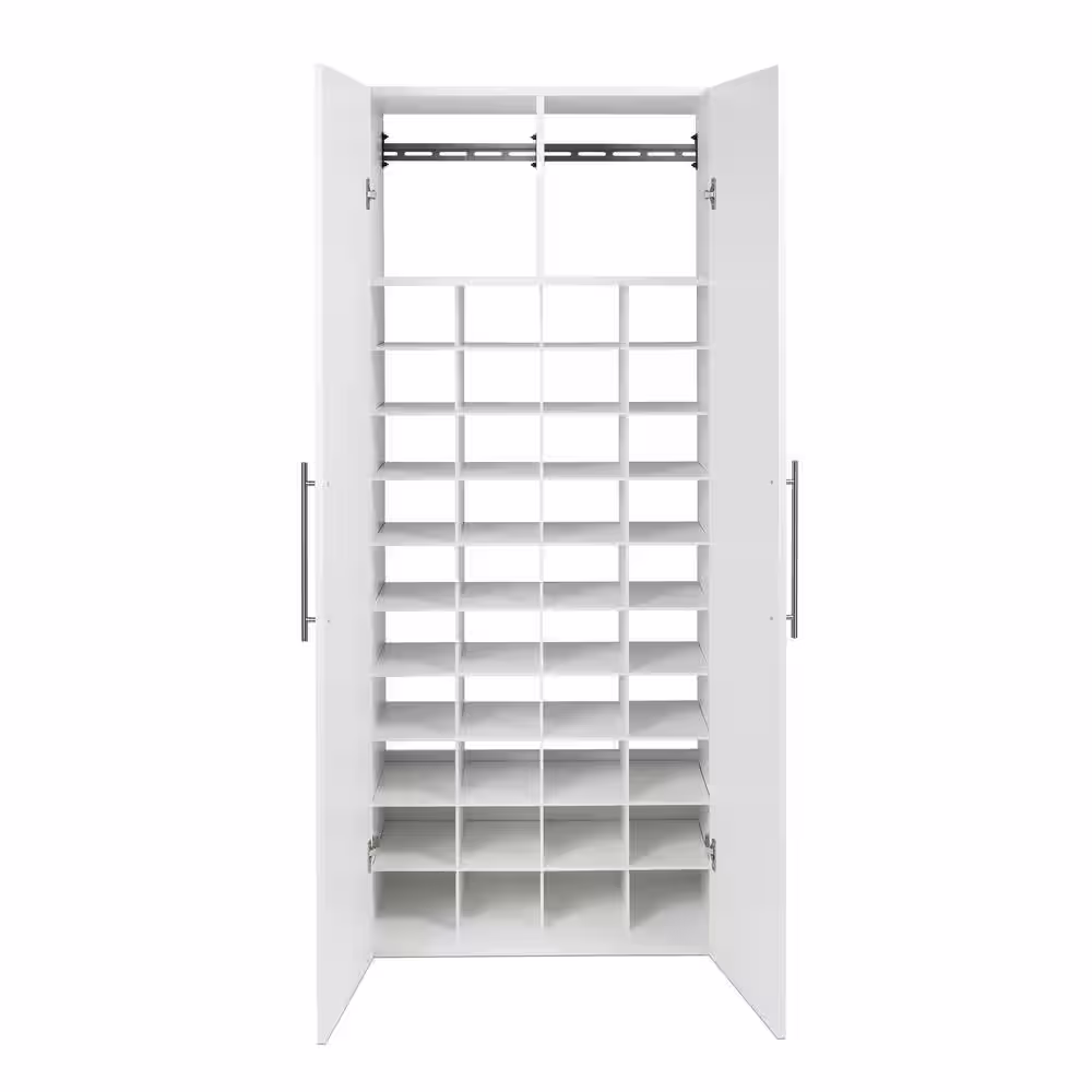 Prepac HangUps Collection Wood 1-Shelf Wall Mounted Garage Cabinet in White (30 in W x 72 in H x 16 in D)