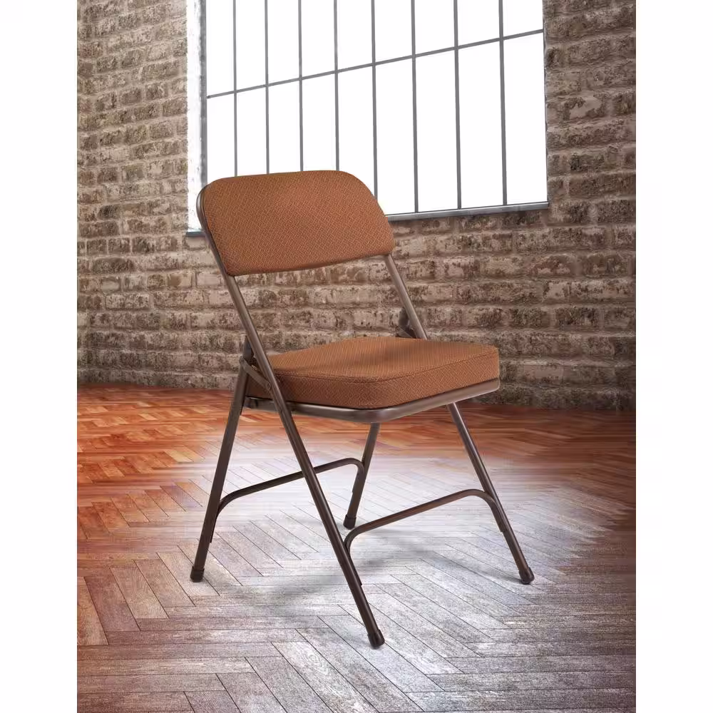 National Public Seating Brown Fabric Padded Folding Chair (Set of 2)