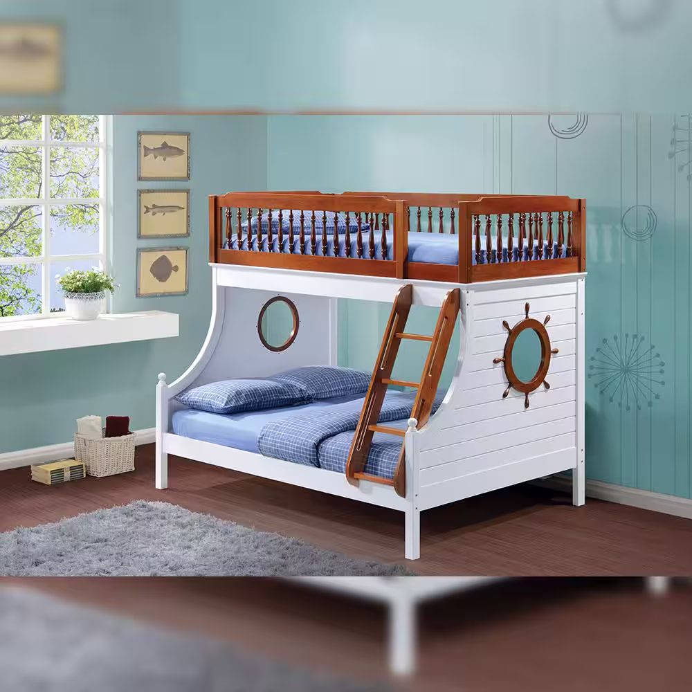 Acme Furniture Farah Oak and White Twin over Full Bunk Bed