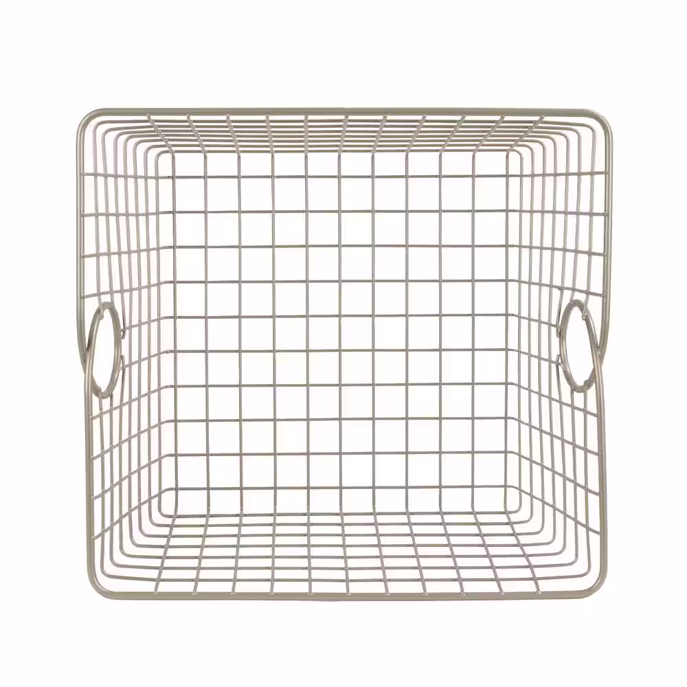 Spectrum 8 in. H x 12 in. W Nickel Steel 1-Drawer Wide Mesh Wire Basket