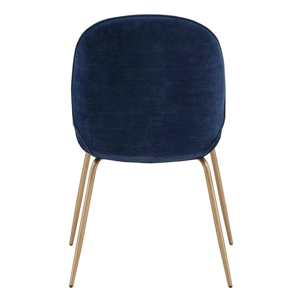 HomeSullivan Gold Fully Upholstered Blue Velvet Dining Chair (Set of 2)