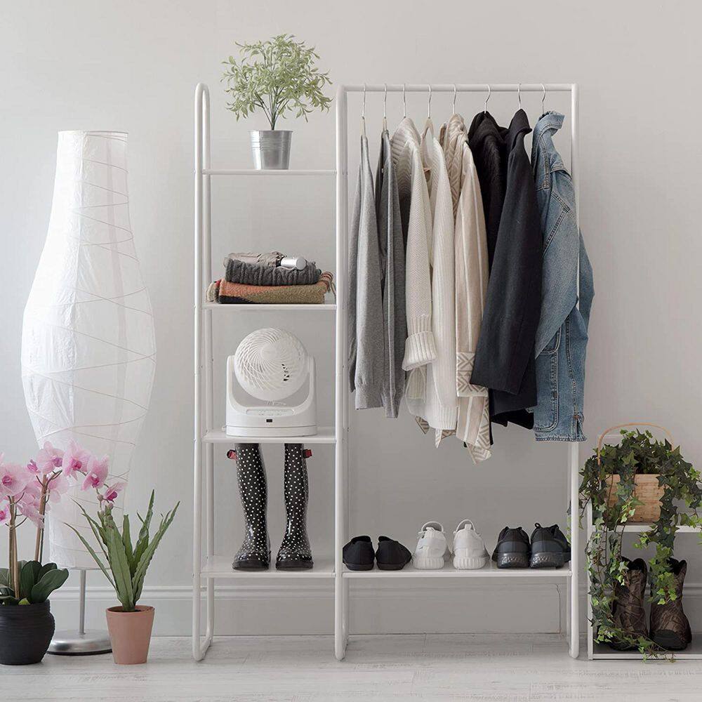 None White Metal Garment Clothes Rack 40 in. W x 59 in. H