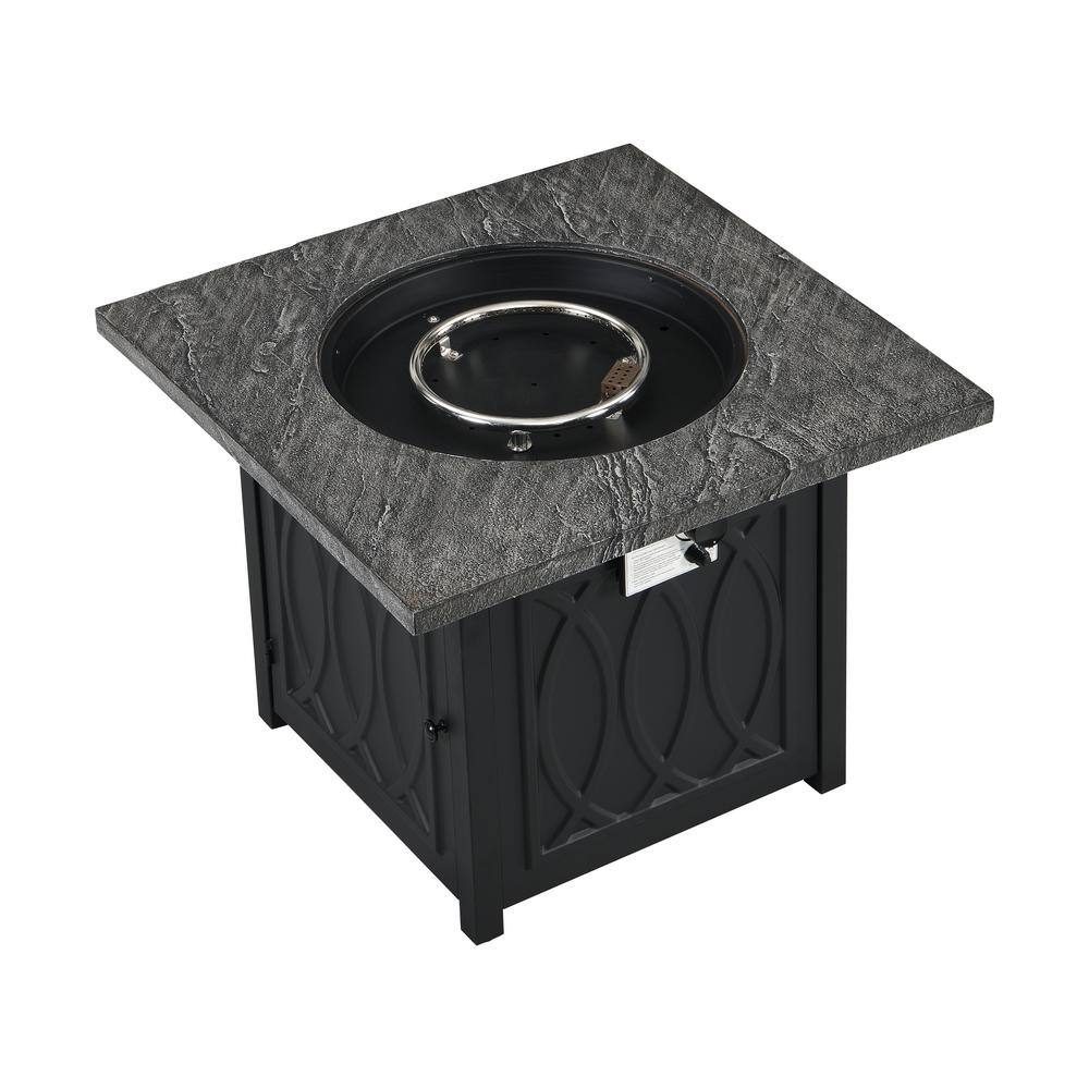 CASAINC 32 in. Metal 50,000 BTU Propane Fire Pit Table Patio Gas Fire Pit with Lid and Lava Rock