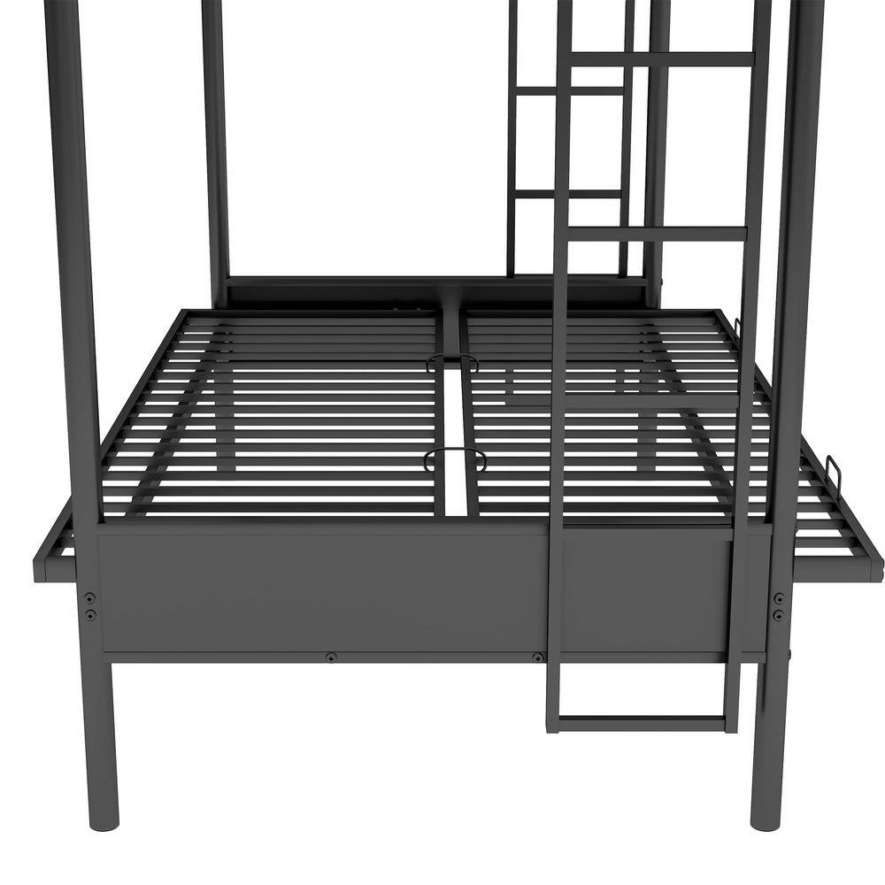 Harper & Bright Designs Black Twin Over Full Multi-Function Metal Bunk Bed
