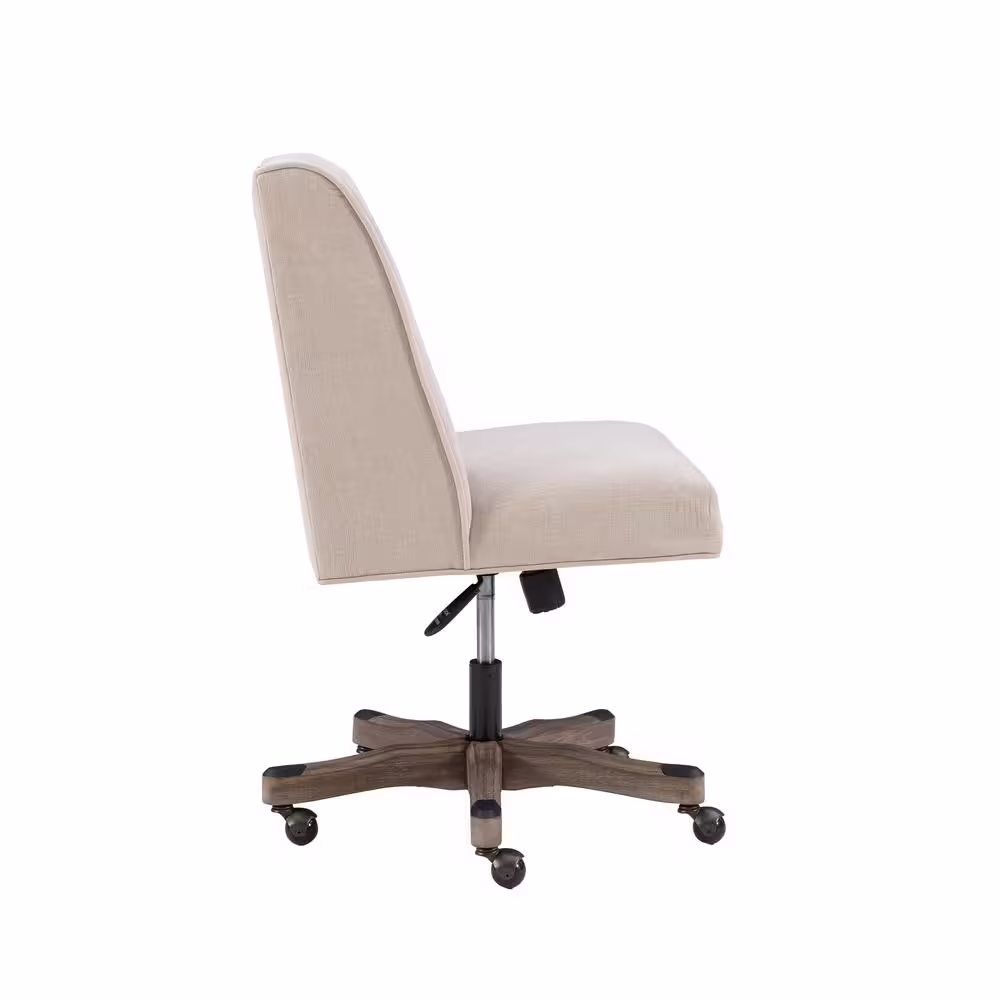 Linon Home Decor Draper Natural Linen Upholstered Swivel Office Chair