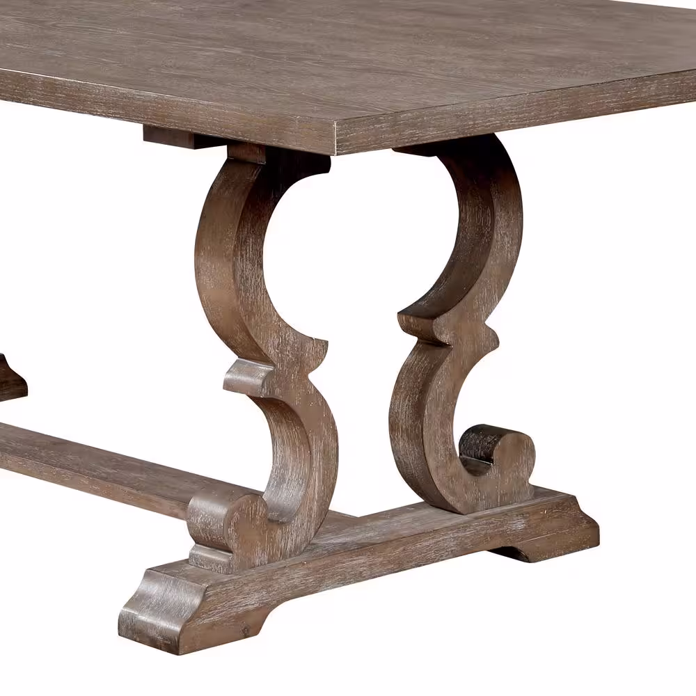 Furniture of America Reina Rustic Natural Tone Wood 90 in. Trestle Extendable Dining Table Seats 8
