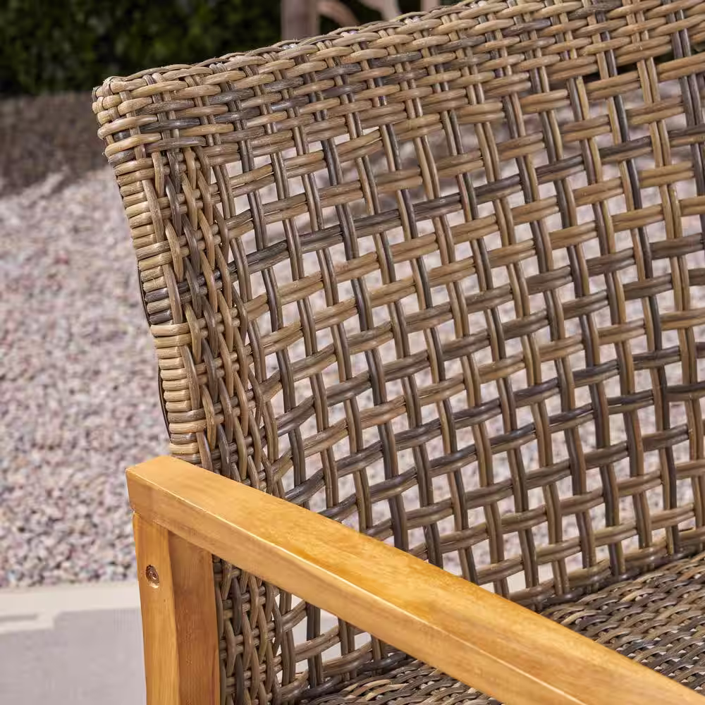 Noble House Hampton Natural 6-Piece Wood Patio Conversation Set