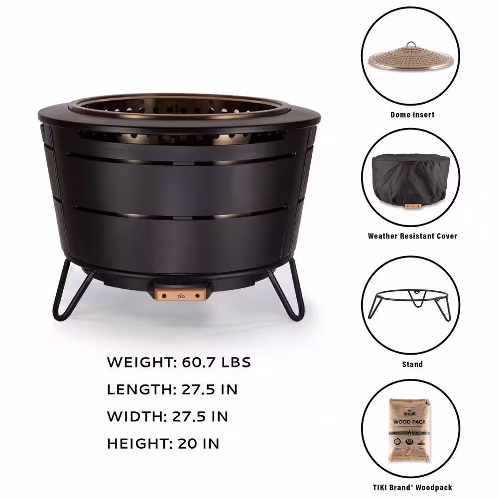 TIKI 27.5 in. Reunion Fire Pit Metal Black