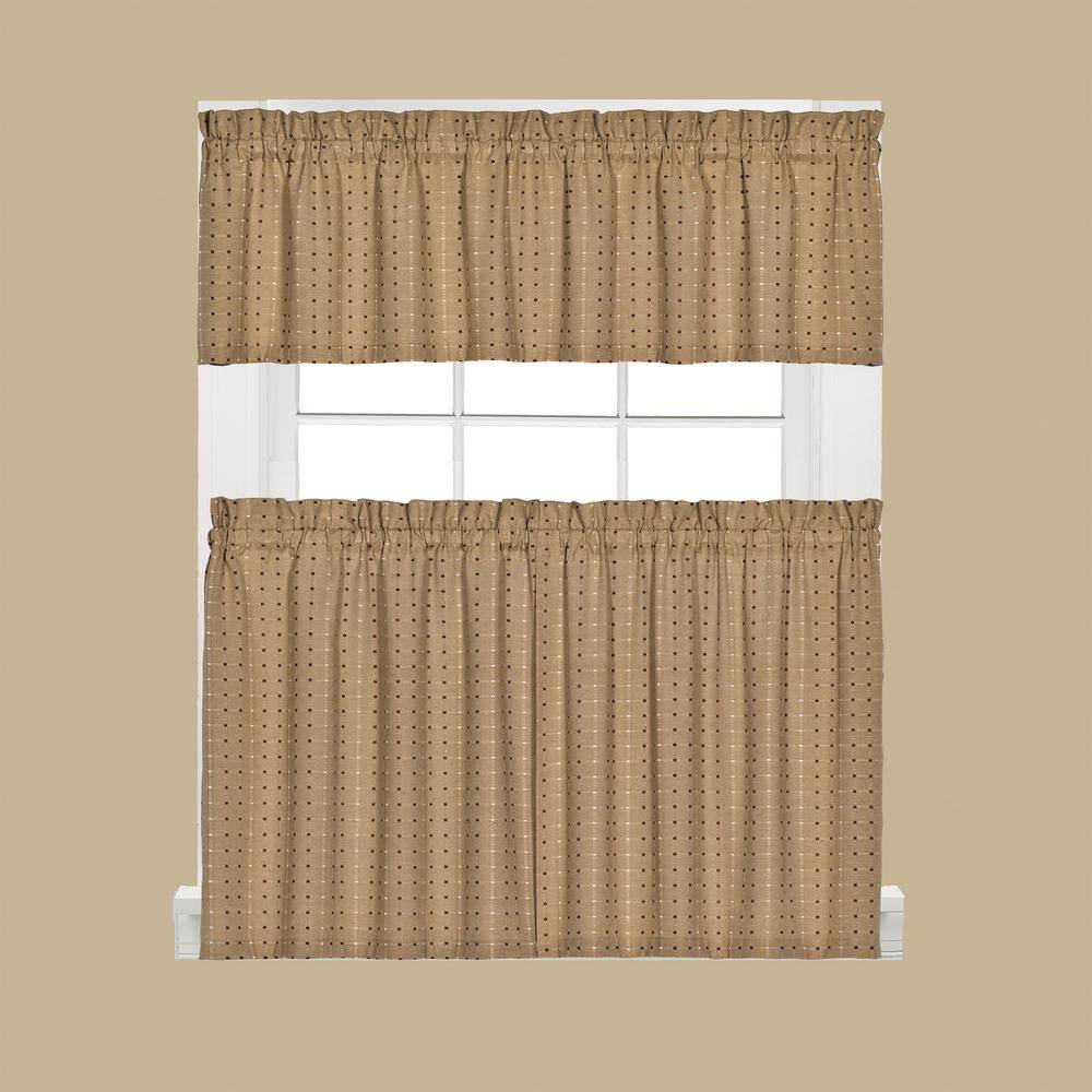 SKL Home Tan Polka Dot Rod Pocket Curtain - 58 in. W x 13 in. L