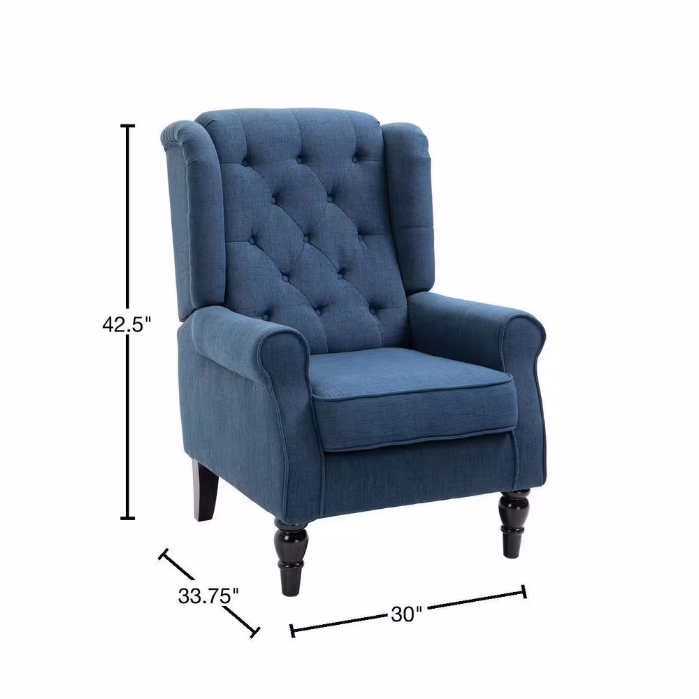 HOMCOM Button-Tufted Accent Chair with High Wingback, Rounded Cushioned Armrests and Thick Padded Seat, Blue