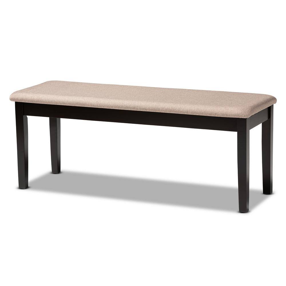 Baxton Studio Teresa Sand and Dark Brown Fabric Dining Bench