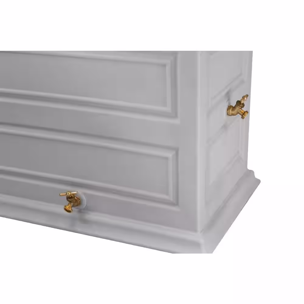 Good Ideas Savannah Elevated Garden 50 Gal. Cool Gray Rain Barrel