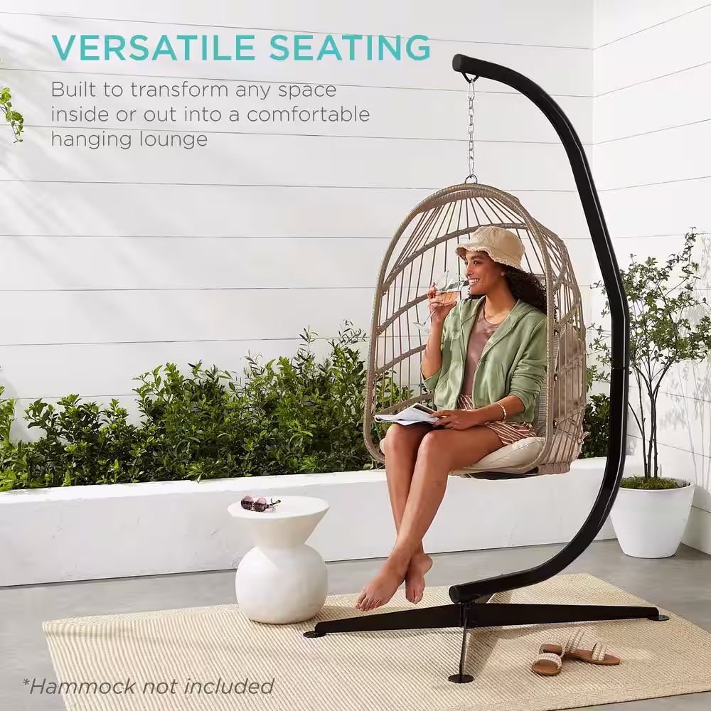 Best Choice Products 7 ft. Metal Hanging Hammock Stand in Black