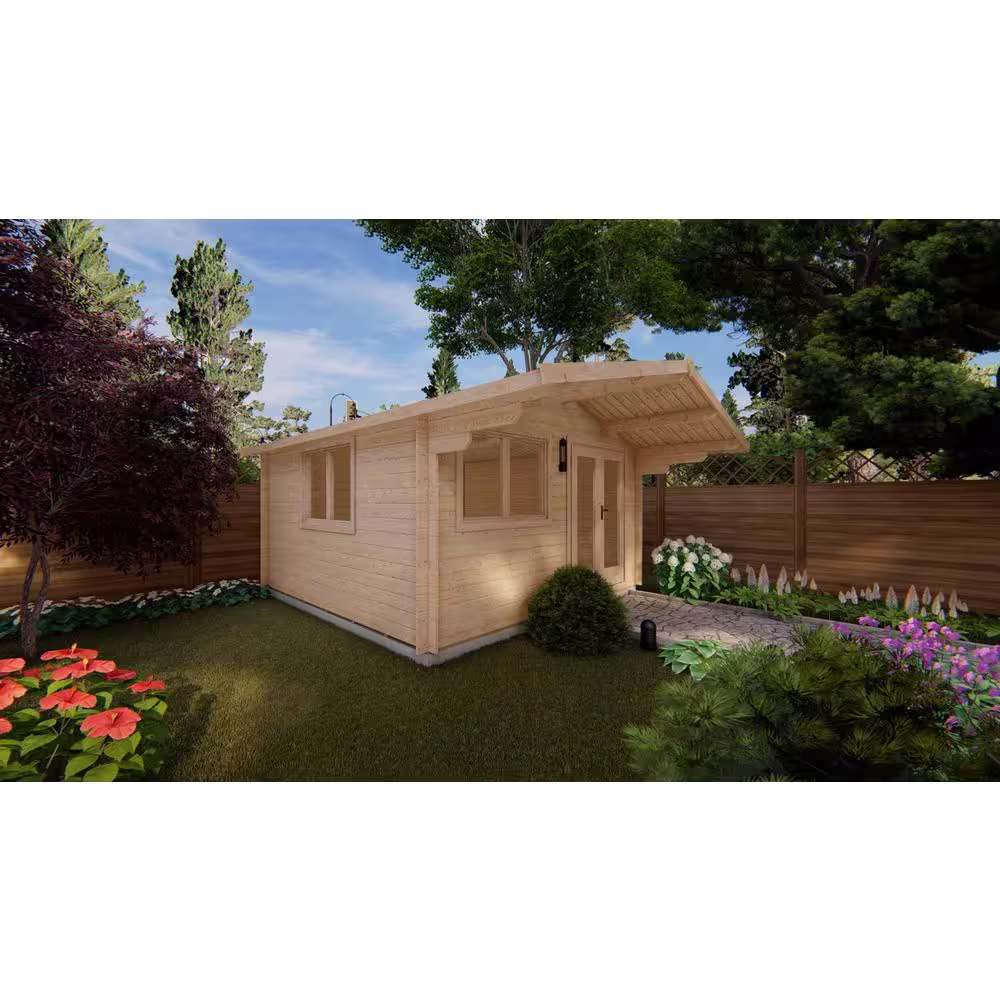 Hud-1 EZ Buildings Alva D Approximate Width (13 ft.) 13 ft. W x 13 ft. D Approximate Depth (13 ft.) Garden House D.I.Y. log Cabin Kit