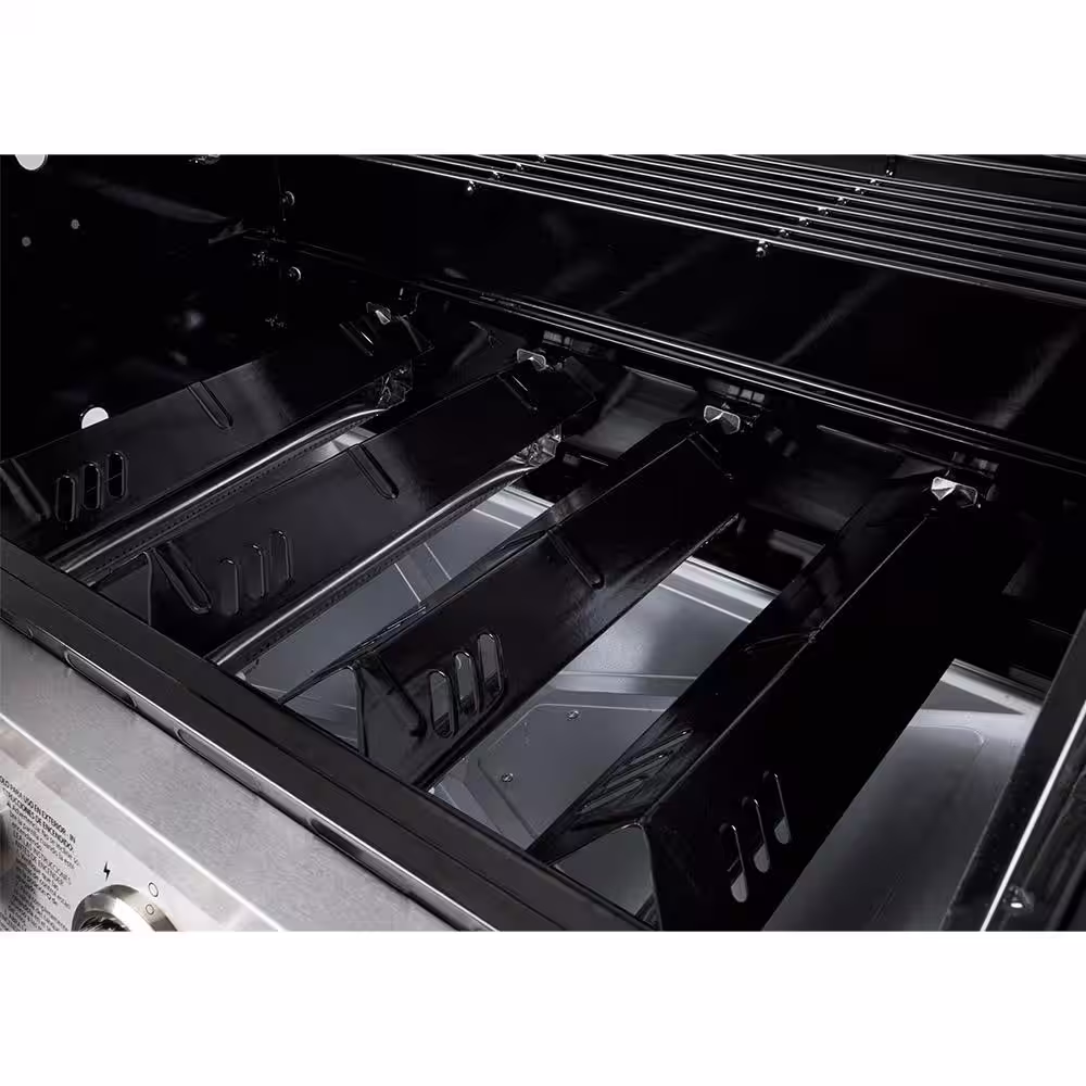 Dyna-Glo 4-Burner Open Cart Propane Gas Grill in Stainless Steel with Side Burner