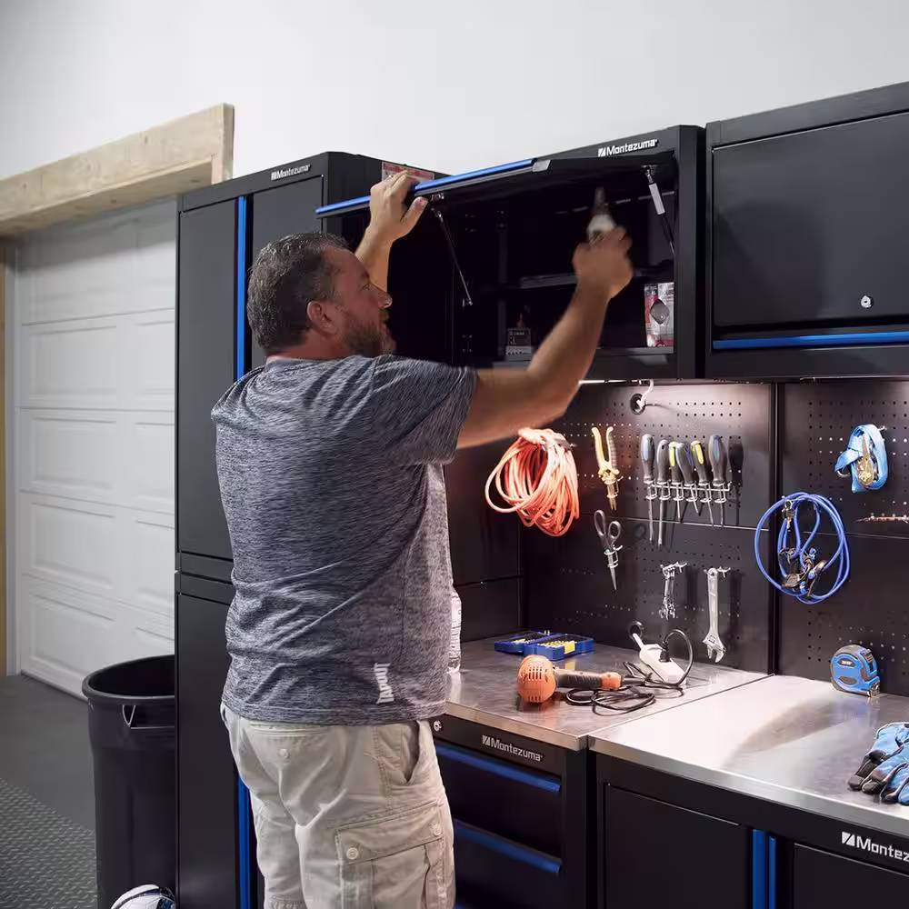 Montezuma Steel 1-Shelf Wall Mounted Garage Cabinet in Charcoal Gray (30 in W x 20 in H x 12 in D)