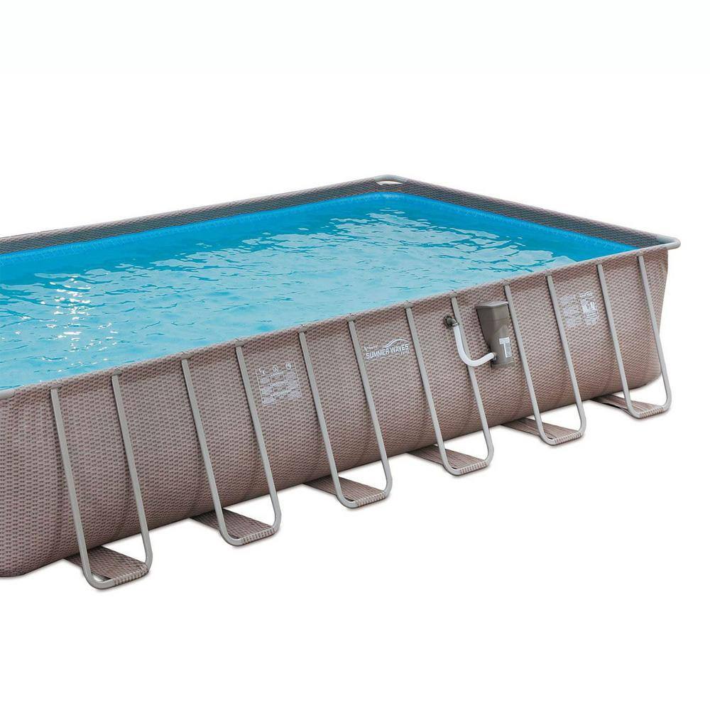 Summer Waves 12 ft. x 24 ft. x 52 in. Rectangle 52 in. D Above Ground Frame Swimming Pool Set