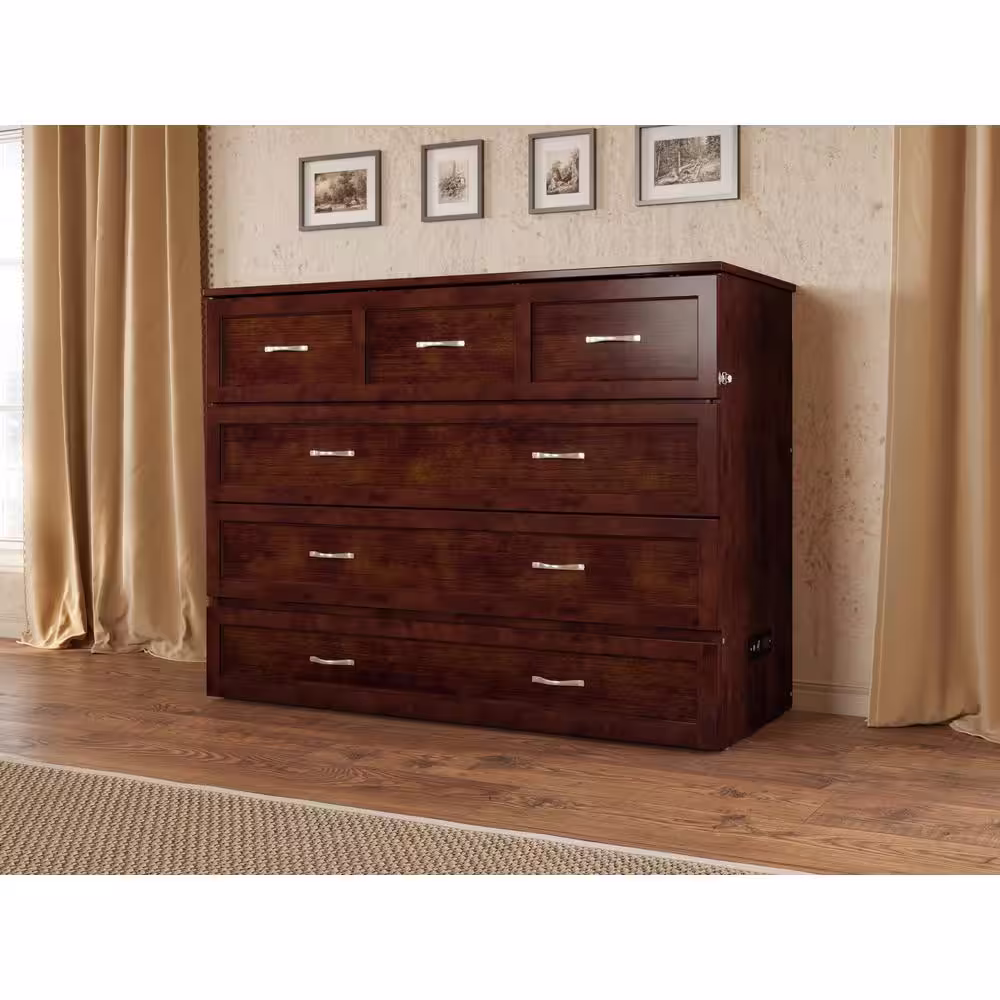 AFI Deerfield Murphy Bed Chest Full Walnut with Charger