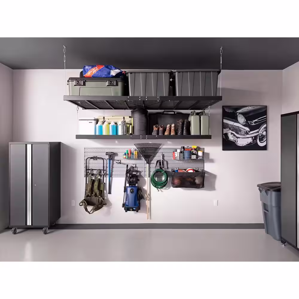 NewAge Products Pro Series 48 in. x 96 in. Steel Garage Wall Shelving in Black