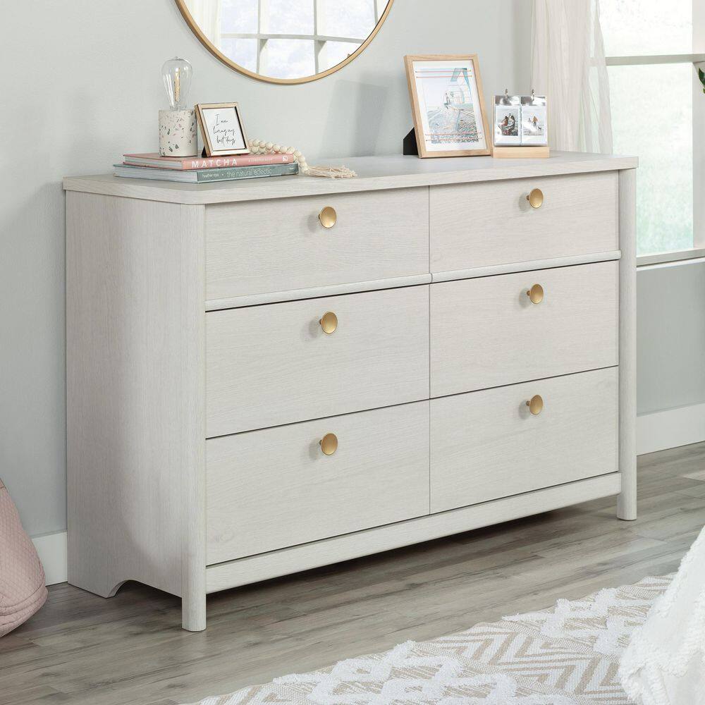 SAUDER Dover Edge 6-Drawer Glacier Oak Dresser 32.795 in. x 50.945 in. x 17.244 in.