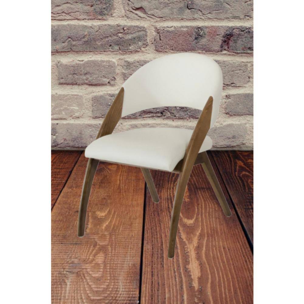 HomeRoots Valerie Walnut Wood and Cream Leatherette Dining Chair (Set of 1)