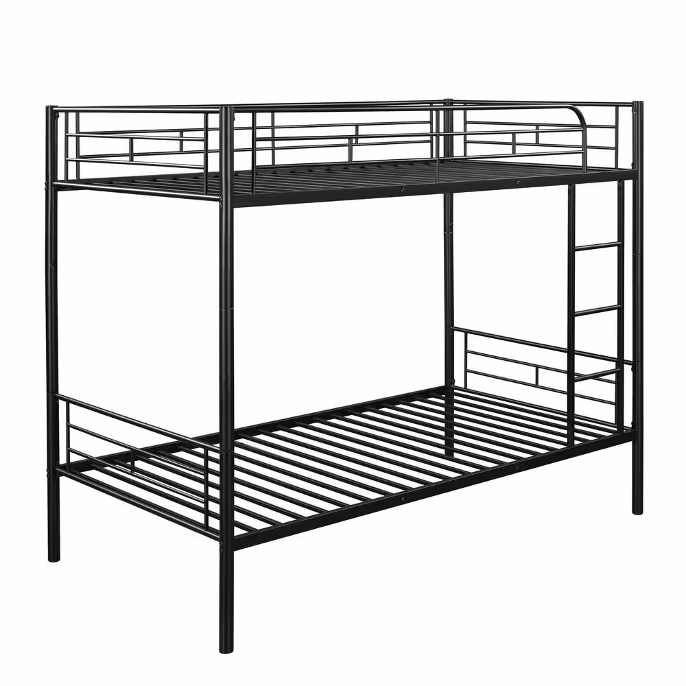 Qualler Black Mikel Twin Over Twin Metal Bunk Bed