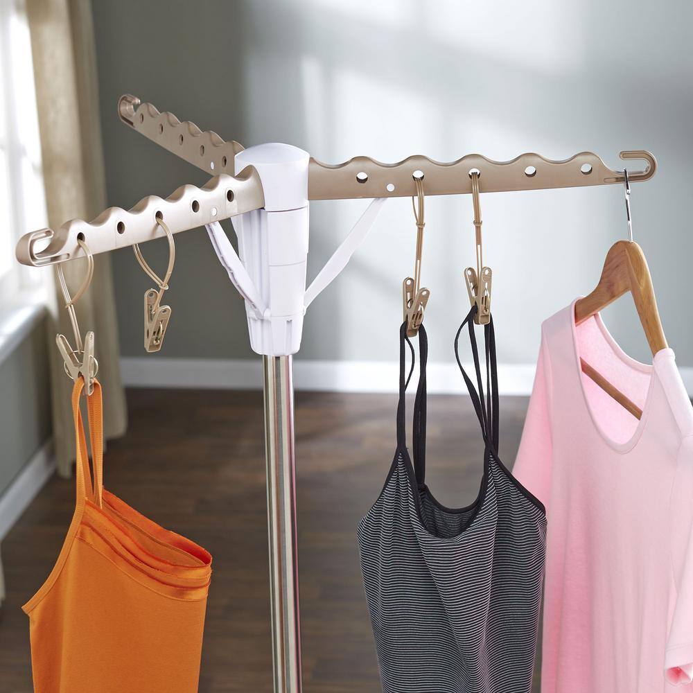 None 26 in. x 64 in. Tan Metal Tripod Garment Rack